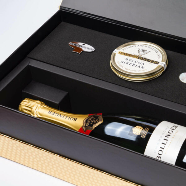 Golden box Bollinger Party Caviar Giaveri