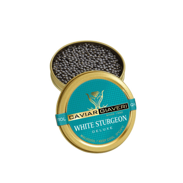 Caviale White Sturgeon Deluxe Caviar Giaveri scatoletta aperta
