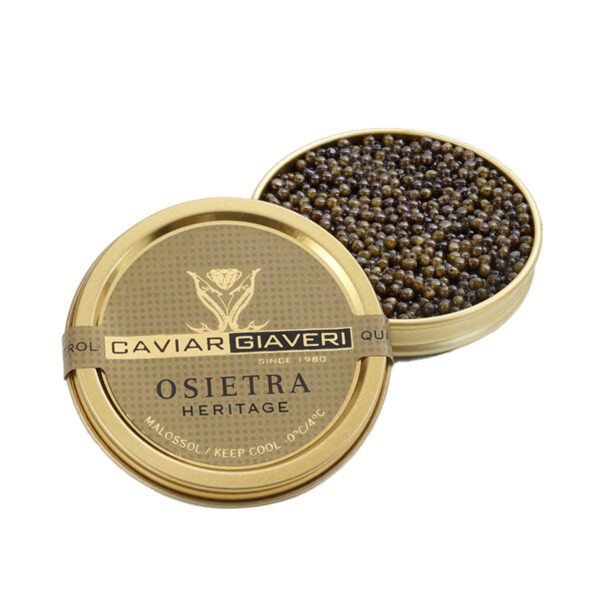 Caviale Osietra Heritage Caviar Giaveri scatoletta aperta